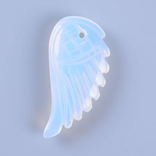 Wholesale 5pcs 30mm Hand Carved rock crystal gemstone angel wing pendant bead 1.2" (Opalite)