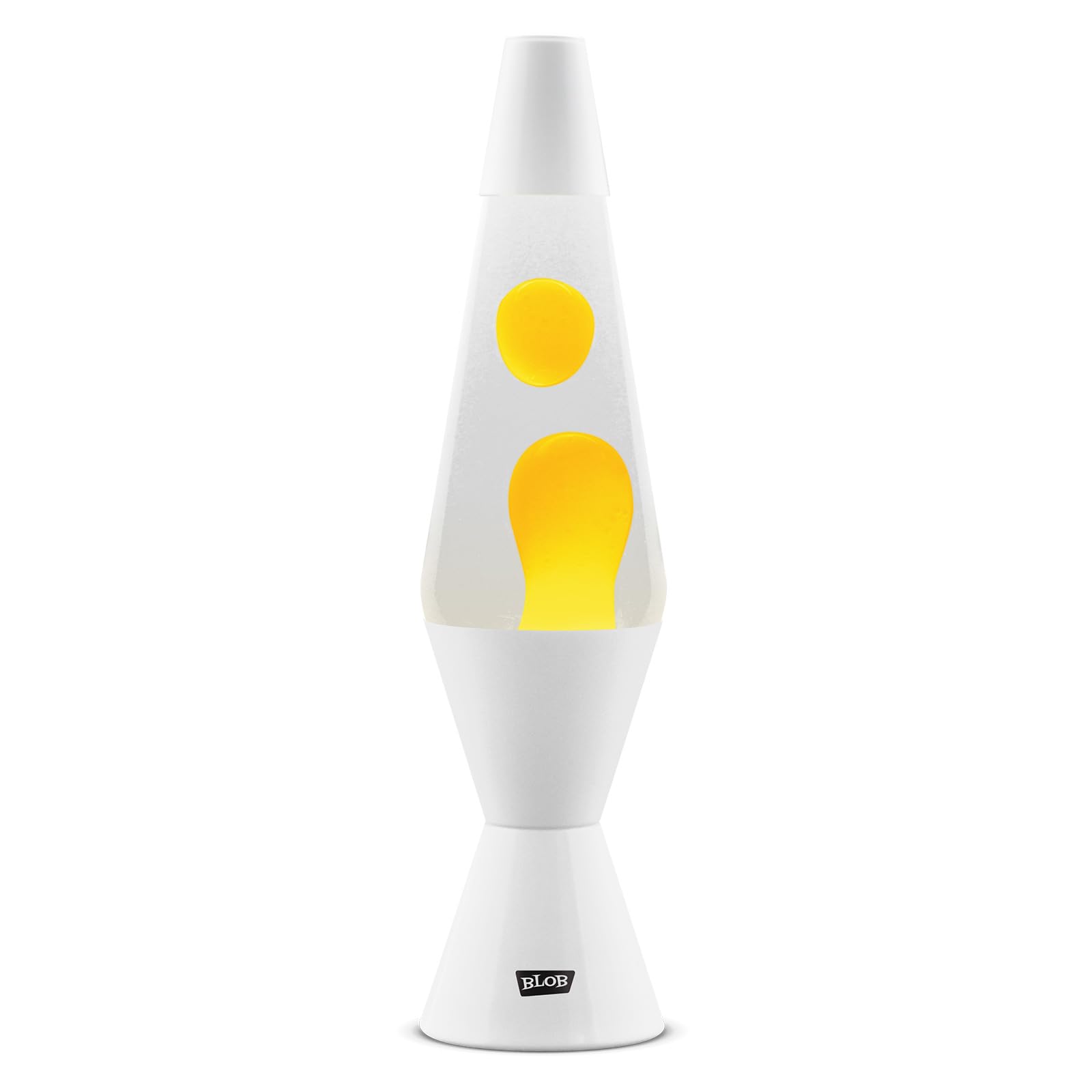 Blob Lamps® White Liquid Motion Lamp Vintage Yellow Wax White Metal Base & Cap 14.5” Mood Light Lamp