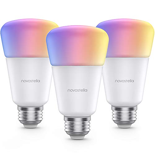 Novostella Smart Light Bulb, 12W RGBCW with Tunable White 2700-6500K A19 E26 WiFi LED Bulb Dimmable Multicolor Lights, No Hub Required, Compatible with Alexa and Google Home, 100W Equivalent, 3 Pack