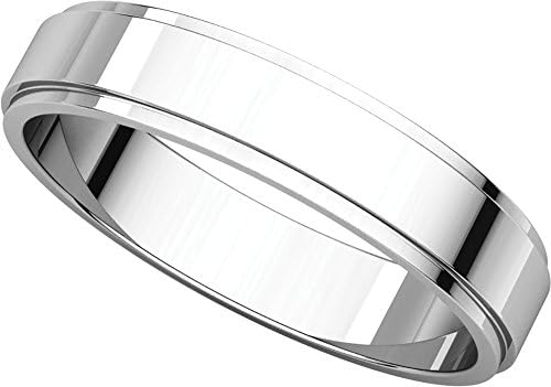 Mens 18K White Gold, Flat Edged Wedding Band 4MM (sz 7.5)
