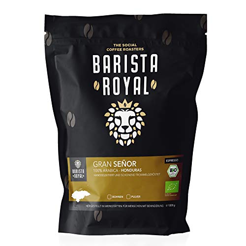BARISTA ROYAL Bio Espressobohnen 500g "Gran Señor" | Frische Kaffeebohnen direkt aus Honduras | 100% Arabica Espresso ganze Bohnen | Ideal für Vollautomat und Siebträger
