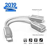MoonshineStillPro Headphones Lightning Charger 2-in-1 Adapter Compatible with iPhone X/XR/XS/XSmax/8/7 Earphone Audio Connector Jack Splitter Cable Accessories Support iOS 12