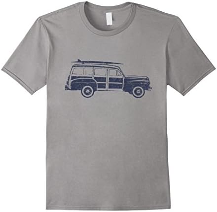 Men's Woody Wagon shirt. Classic Woodie Beach Wagon tee Large Slate
