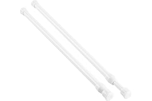 KXLIFE 2 Pack Small Spring Tension Curtain Rod 16 to 28 Inch, Tension Rods No Drill for Window Cupboard Closet,White