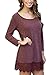 MiYang Women's Purplish Red Long Sleeve A-line Lace Stitching Trim Casual Dress M