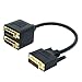 HDE DVI-D Digital Splitter Cable Dual Monitor Display- 1 Male to 2 Female - 1 ft