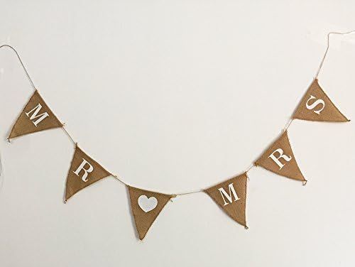 Natural Burlap Mr and Mrs Bunting Banner for Wedding Party Vintage Flags Photo Props Garland Anniversary shabby chic