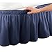 Collections Etc Wrap Around Bed Skirt, Easy Fit Elastic Dust Ruffle, Navy, Queen/King
