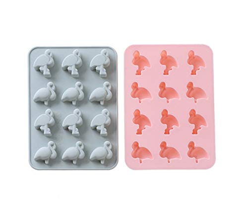 Silicone Flamingo Ice Cube Trays Ice Mold - 12 Flamingo Cavity Chocolate Candy Mold, Set of 2