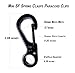 Bytiyar 1inch 12 Pcs Mini Metal SF Carabiner Clips with Spring Wiregate Hook and Little Eye Hole for Keychain Key Paracord Backpack Clasps Tractical Kit Accessory, Black