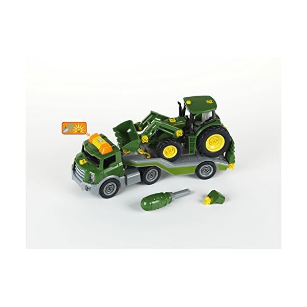 Theo Klein 3908 Transporter mit John Deere Traktor I Schraubset inkl. Schraubendreher I Maße: 36 cm x 10,50 cm x 17 cm I Spielzeug für Kinder ab 3 Jahren – Bild 5