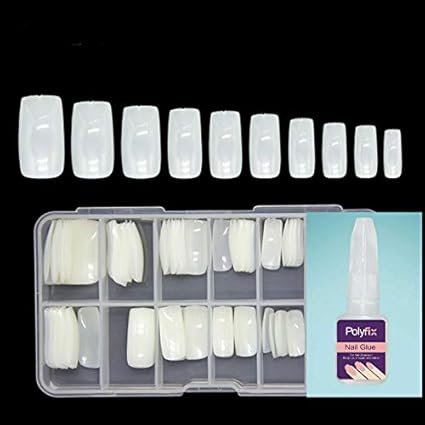 BEAUTRISTRO Artificial Nails Set With Glue Acrylic Face Nails Set Of 100 Pcs and Artificial Nail Glue 10gm Artificial Nails Reusable