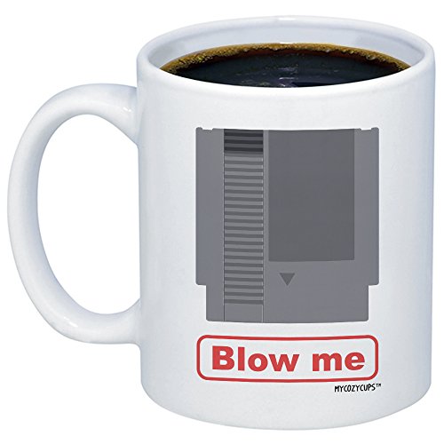 MyCozyCups Funny Gamer Gift – Blow Me Coffee Mug – Funny Video Game Cartridge Meme Novelty 11oz Pun Gag Gift Cup For Best Friend, Brother, Son, Him, Her – Birthday, Christmas, Anniversary, Present