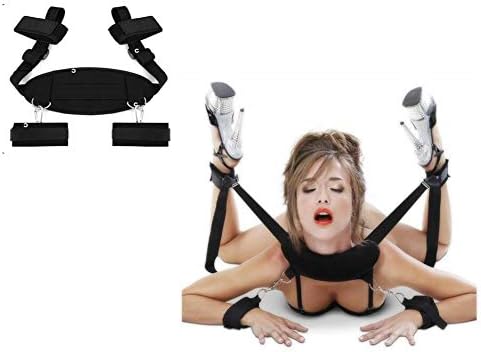 Black Nylon Straps with Neck Pillow and Adjustable Ankle Wrist Cuffs for Women Couples