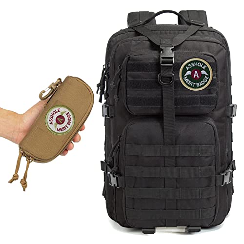 2 Pieces 3in / 7.6cm Asshole Merit Badge Morale Patch, Funny Tactical Military Morale Patch Hook & Loop, White