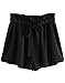 ROMWE Women's Casual Elastic Waist Summer Shorts Jersey Walking Shorts Black S