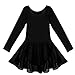 FEESHOW Child Girls Long Sleeve Gymnastic Ballet Leotard Dance Dress Black 3-4