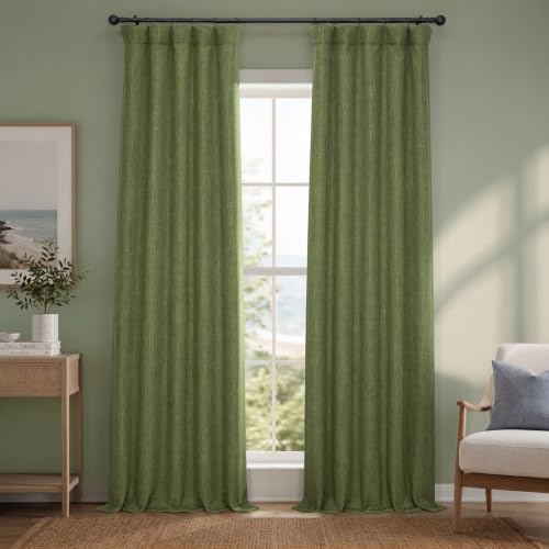 HPD Half Price Drapes Faux linnen getextureerde kamer verduisterende gordijnen voor slaapkamer 120 inch lang (1 paneel), 50W x 120L gordijnen voor woonkamer woondecoratie, Toscane groen
