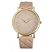 Meily® Fashion Women Geneva Roman Leather Band Analog Quartz Wrist Watch (Beige)