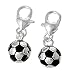 SEXY SPARKLES Soccer Ball Charm Bead Clip On for Bracelet Charm Pendant for European Charm Jewelry with Lobster Clasp