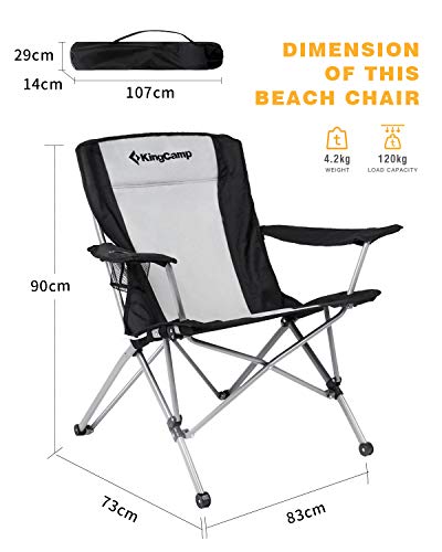 KingCamp Campingstuhl Angelstuhl Klappstuhl mit integriertem Getränkehalter und ergonomischer Rückenlehne – Bild 3