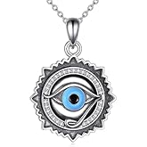 AINFQY Evil Eye Necklace 925 Sterling Silver Evil Eye Pendant Necklace Greek Protection Jewelry Gifts Lucky Necklace for Women Men