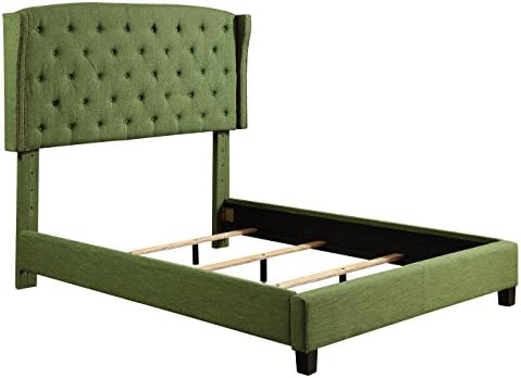 Millbury Home Romana Linen Upholstery Platform Bed, Queen, Green