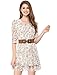 Allegra K Women Layered 3 4 Sleeve Casual Floral Short Dresses Green X-Small