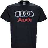 Audi Chrome Photographic Logo on a Black T Shirt 2X