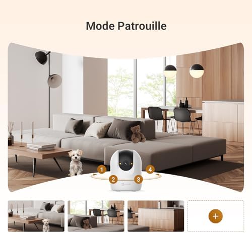 2K Caméra Surveillance WiFi Intérieure 360 °, Camera Bébé avec WiFi 2.4Ghz, Détection Humain, Vision Nocturne Intelligente, Suivi Auto-Zoom, C6N G1 2K 2PK