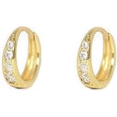 Small Sleeper Hoop Earrings Cubic Zirconia Sterling Silver S925 for Women Dainty CZ Crystal Rhinestone Cartilage Huggie Hoops Hinged Cuffs Wrap Earring Ear Jewelry Hypoallergenic