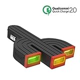 VOJO Universal 42W 3 Port Qualcomm Quick 2.0 LED Cactus USB Car Charger - Black