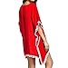 Yezijin_Swimsuit YEZIJIN Women’s Pom Pom Trim Kaftan Chiffon Swimwear Beach Loose Bikini Cover Up Redthumb 1