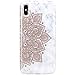 JAHOLAN Compatible iPhone Xs Max Case Shiny Rose Gold Mandala Flower Marble Design Clear Bumper TPU Soft Rubber Silicone Cover Phone Case for iPhone Xs Max 2018 6.5 inch