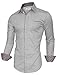 TAM WARE Mens Fashion Casual Inner Plaid Long Sleeve Button Down Shirt TWNMS310A-310B-GRAY-M