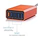 Lumsing Quick Charge 2.0 40W Multi-Port USB Desktop Charging Station Dock with Smart IC Technology, 1 Port QC2.0 + 4 Port with Smart IC Technology, 5 Port USB Desktop Charger for SmartPhones Orange