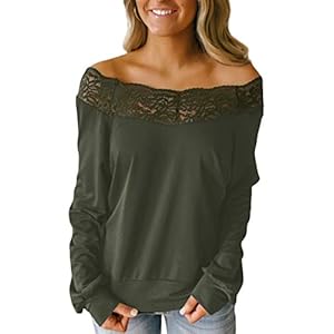 YOINS Topje sexy shirt met lange mouwen voor dames, blouse, tuniek, zwart, kant, bovenstuk, elegante top