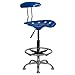 Flash Furniture Bradley Vibrant Bright Blue and Chrome Drafting Stool with Tractor Seat