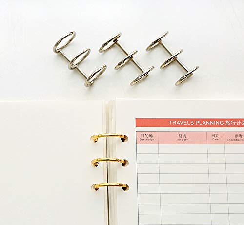 Grekywin 8 Pcs 3-Rings Metal Loose Leaf Binder Rings Clip for Notebook Diary Photo Album (Gold Tone & Silver Tone) - Thumbnail 5