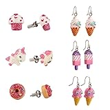 SkyWiseWin Hypoallergenic Earrings Dangle Set for Kids, Earrings for Sensitive Ears, Cute ice Cream Swing Pendant Earrings Little Girls Gifts