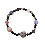 Cywulin Women Men Girls Solar System Bracelet Universe Galaxy The Eight Planets Guardian Star Natural Stone Beads Bracelet Bangle