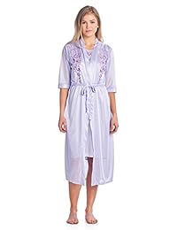 Casual Nights - Conjunto de bata y camisón de satén para mujer, 2 piezas