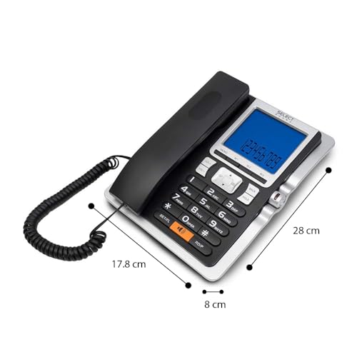 Select Sound Teléfono Alámbrico De Oficina con Identificador De Llamadas, Reloj, Alarma, Luz de Pantalla para Mejor Vista