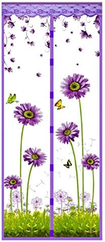 POEwjCCk Flower Butterfly Summer Magnetic Screen Door Anti Mosquito Bug Fits Door Opening Up to 90cm x 210cm Purple
