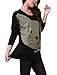Allegra K Women Batwing Sleeve Cartoon Cat Pattern Loose Tunic Shirt XL Black