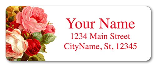 Personalized Return Address Labels - Beautiful Flowers Vintage Roses Design - 120 Custom Gift Stickers