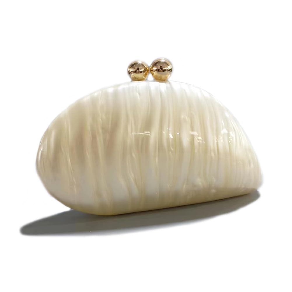 Photo 1 of Acrylic Shell Shaped Bag Luxury Marble Clutch Evening Purses for Women Glitter Handbag for Wedding Cocktail Party Prom