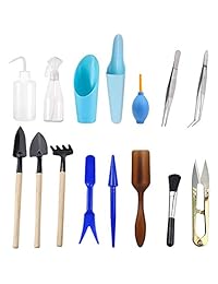 SONGZIMING - Juego de 15 herramientas de plantas suculentas, mini herramientas de mano de jardín, herramientas de trasplantación en miniatura para jardinería y jardinería