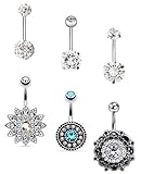 EVELICAL 4-11Pcs 14G Stainless Steel Belly Button Rings for Women Girls CZ Screw Navel Bars Body Piercing Jewelry