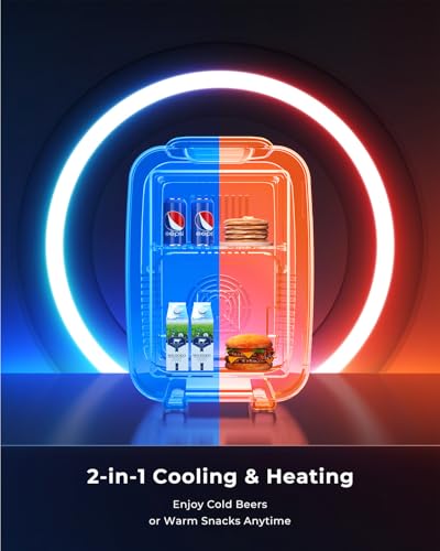 BEICHEN Mini Nevera, 4 L/6 latas, Silenciosa, 7 Modos de Luz RGB, 2 en 1 de Refrigeración y Conservación de Calor para Bebidas y Cuidado de La Piel, Mini Nevera para Gaming, Oficina, Coche (Negro)